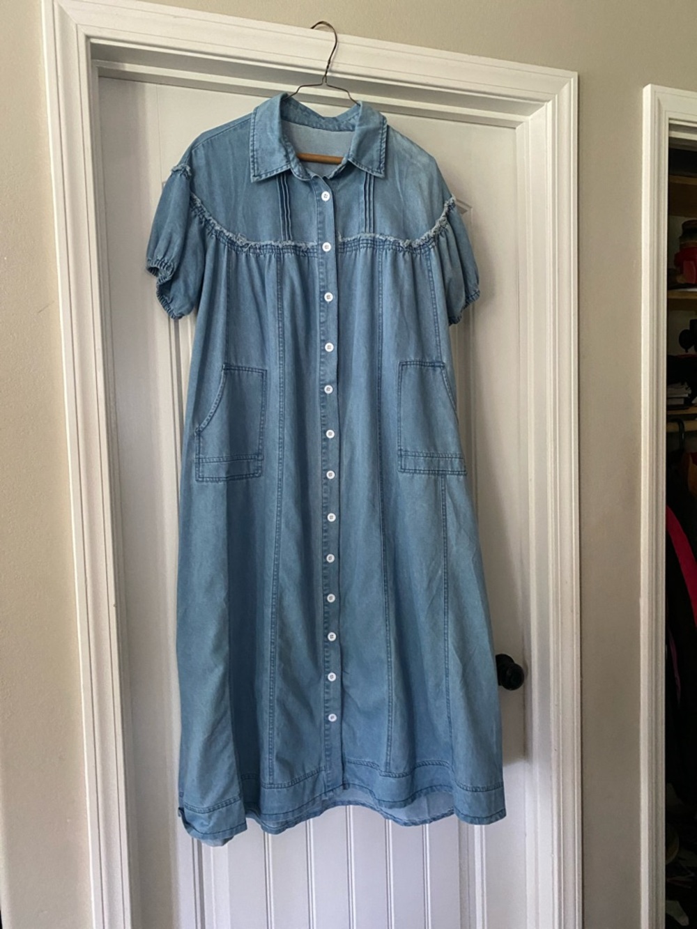 Unlisted brand Light Blue Denim Button-Front Maxi Dress